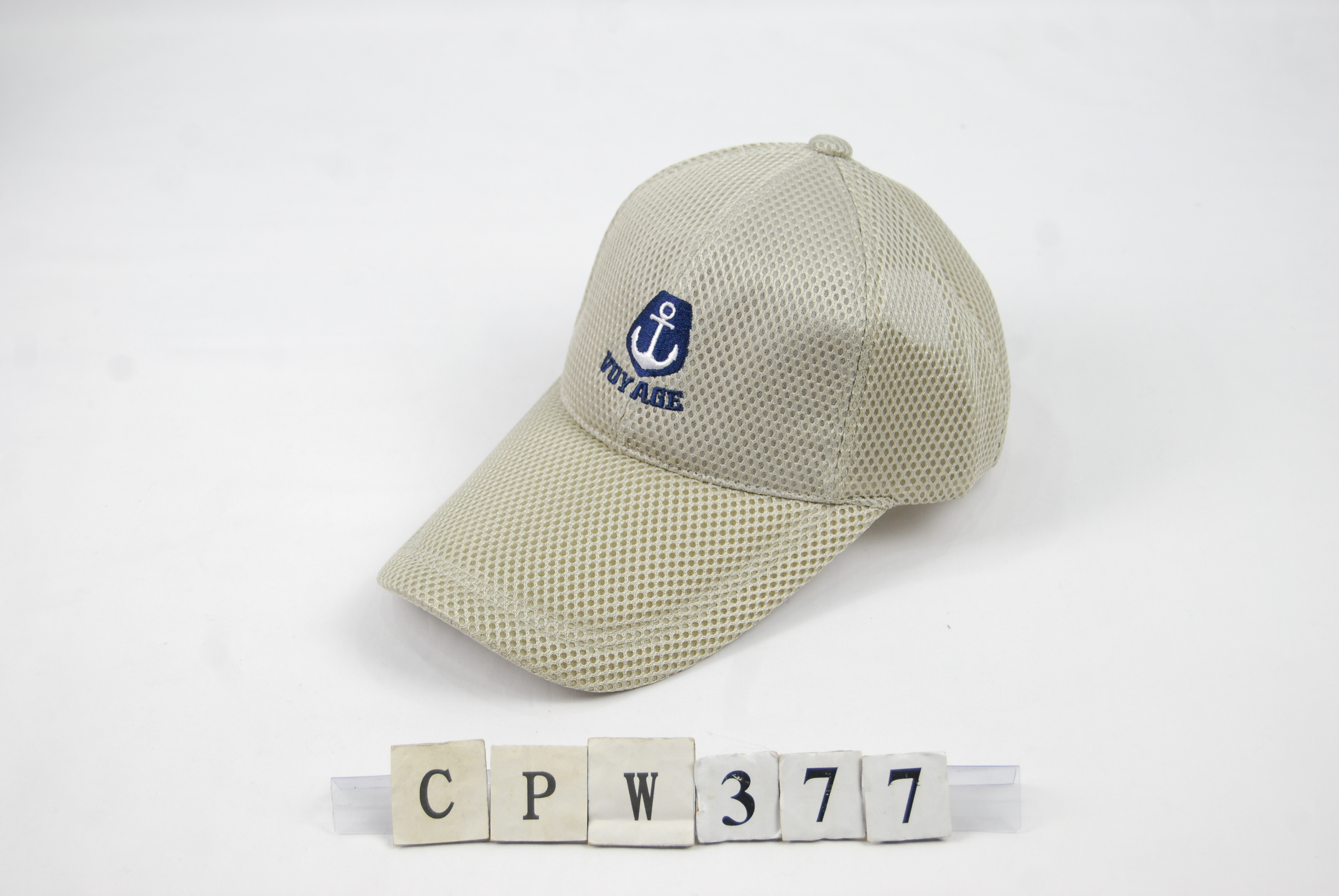 CPW377 素色網帽 刺繡船錨與VOYAGE